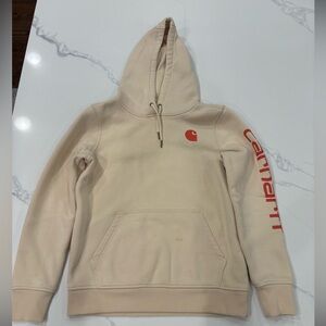 Carhartt Women’s Cream Hoodie Orange Logo